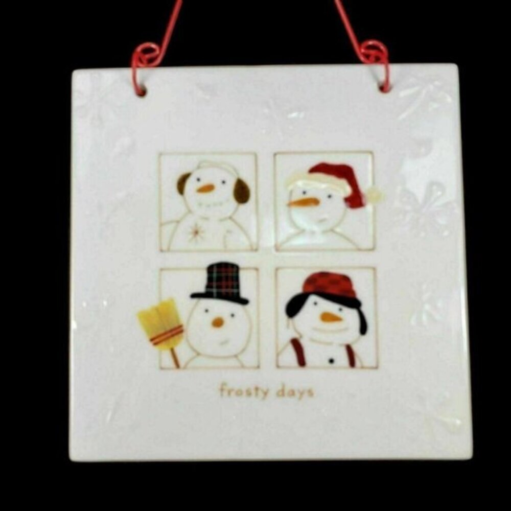 Hallmark Frosty Days Snowman Winter Ceramic‎ Tile Wall Hanging Plaque Snowmen